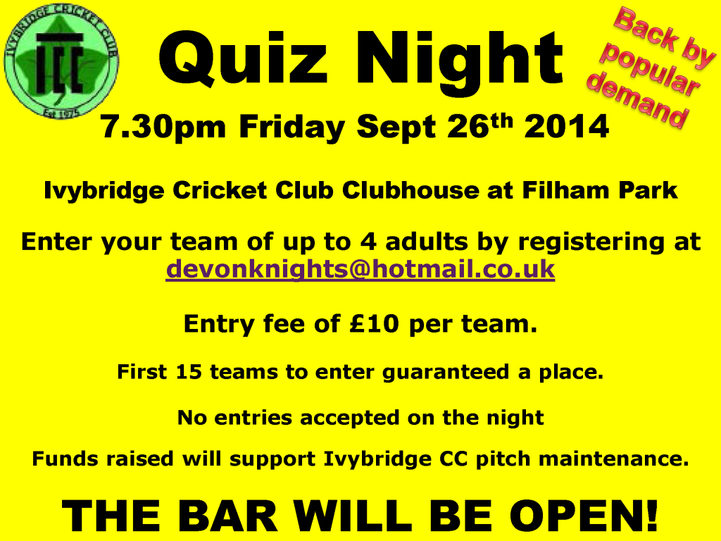 Quiz Night flyer
